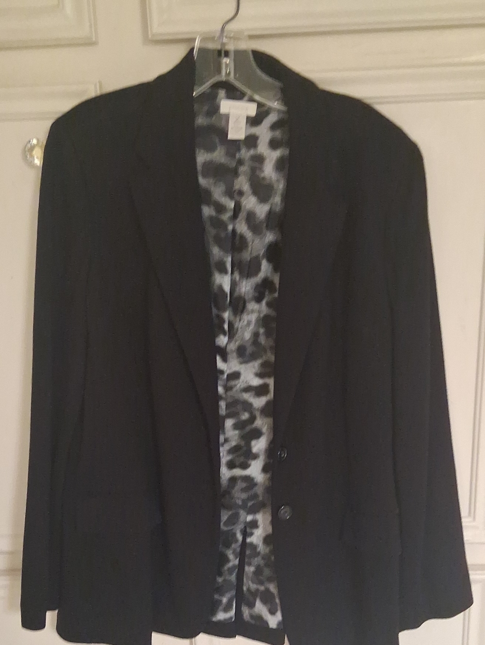 Chico's Black Blazer with Leopard-Print Lining